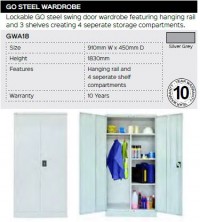 GWA18 Go Steel Wardrobe Range And Specifications